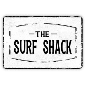 The Surf Shack Sign - Surfing Beach Ocean Metal Wall Art - Vinyl Sticker Decal Novelty Gift