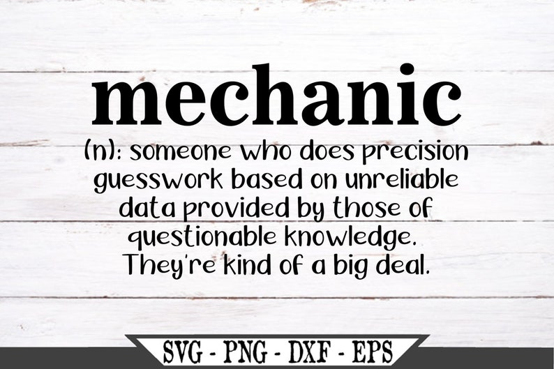 Mechanic Definition SVG Vinyl Cutter Cut File For Cricut | Etsy
