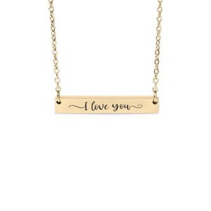 I Love You Bar Necklace or Keychain – Engraved Romantic Gift – Meaningful Jewelry for Partner, Family, or Friend