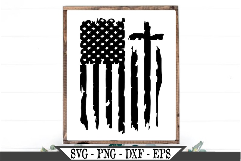 Download Distressed American Flag With Cross SVG Vinyl Cutter Cut ...
