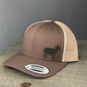 Goat Hat – Snapback Trucker Hat with Engraved Goat Patch, Farm Animal Cap, Funny Goat Gift, Rustic Mesh Country Style Hat
