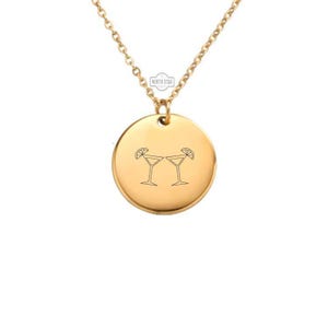 Margarita Necklace – Gold or Silver Cocktail Charm – Personalized Gift for Tequila Lover or Beach Vibes – Keychain Available