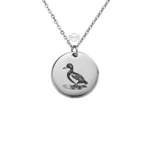 Mallard Duck Necklace – Gold or Silver Duck Pendant – Personalized Gift for Hunters or Bird Lovers – Keychain Option Available