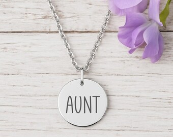 Personalized Aunt Necklace - Gift for Auntie Pregnancy Reveal Baby Announcement Gift - From Niece Or Nephew Gift - Auntie Gift