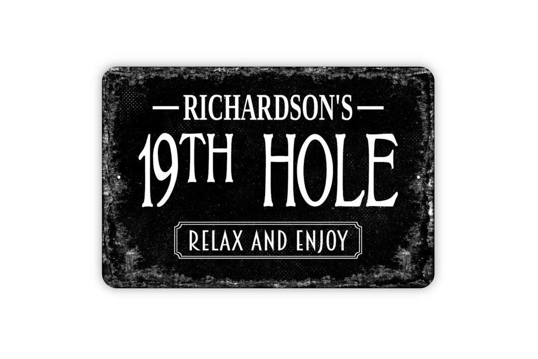 19th Hole Sign - Golfing Bar Personalized Metal Wall Art - Custom Name ...
