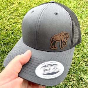 Hyena Hat Snapback Trucker – Engraved Patch Cap for Wildlife Lovers, Safari Fans, Unique Animal Gift with Bold Outdoor Style