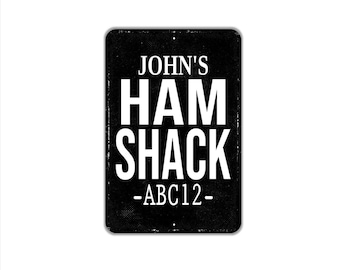 Ham Shack Personalized Sign With Call Sign | Ham Radio Operator Decor | Metal Sign or Magnet Gift | Amateur Radio Station Wall Art