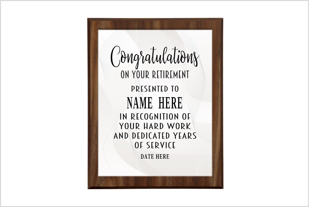Retirement Award Plaque Thank You Plaque Award Plaque Trophy