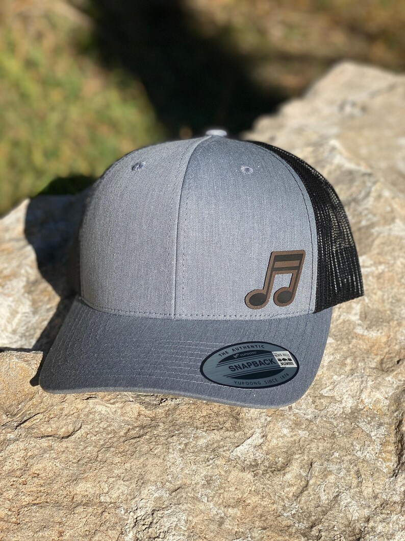 Music Note Hat Snapback Trucker – Engraved Patch Musician Cap, Gift for ...