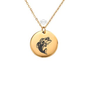 Bass Fish Necklace – Gold or Silver Fishing Charm – Personalized Gift for Anglers – Outdoorsman Jewelry – Keychain Option Available