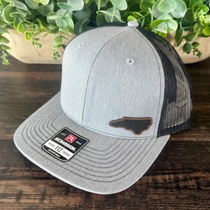 North Carolina State Hat Snapback Trucker – Engraved Patch NC Outline Cap, Carolina Pride Gift, Outdoor or Hometown Style