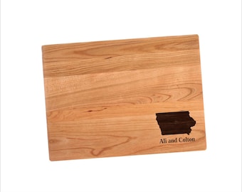 Iowa State Outline Cutting Board | Choose ANY State Charcuterie Board | Custom Serving Tray | Personalized Gift | Wedding Anniversary Gift