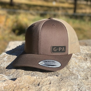 G-Pa Hat – Snapback Trucker Hat with Engraved Patch, Gift for Grandpa, Rustic Mesh Cap for Cool Grandfather, Grandparent Gift