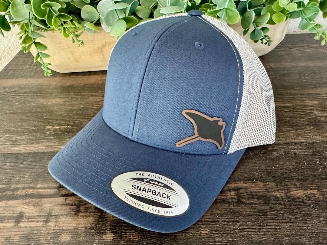 String Ray Hat Stingray Hat – Snapback Trucker Hat With Leatherette Patch – Ocean ...