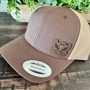 Memorial Angel Wings Hat Snapback – Personalized Engraved Patch Cap, Remembrance Gift, In Memory Hat with Name or Date