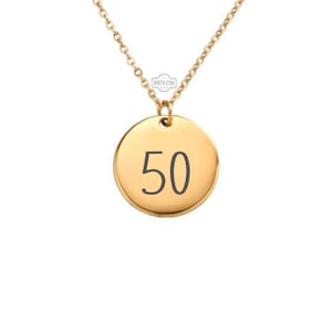 50 Necklace – Gold or Silver Milestone Charm – Personalized 50th Birthday or Anniversary Gift – Custom Jewelry – Keychain Option