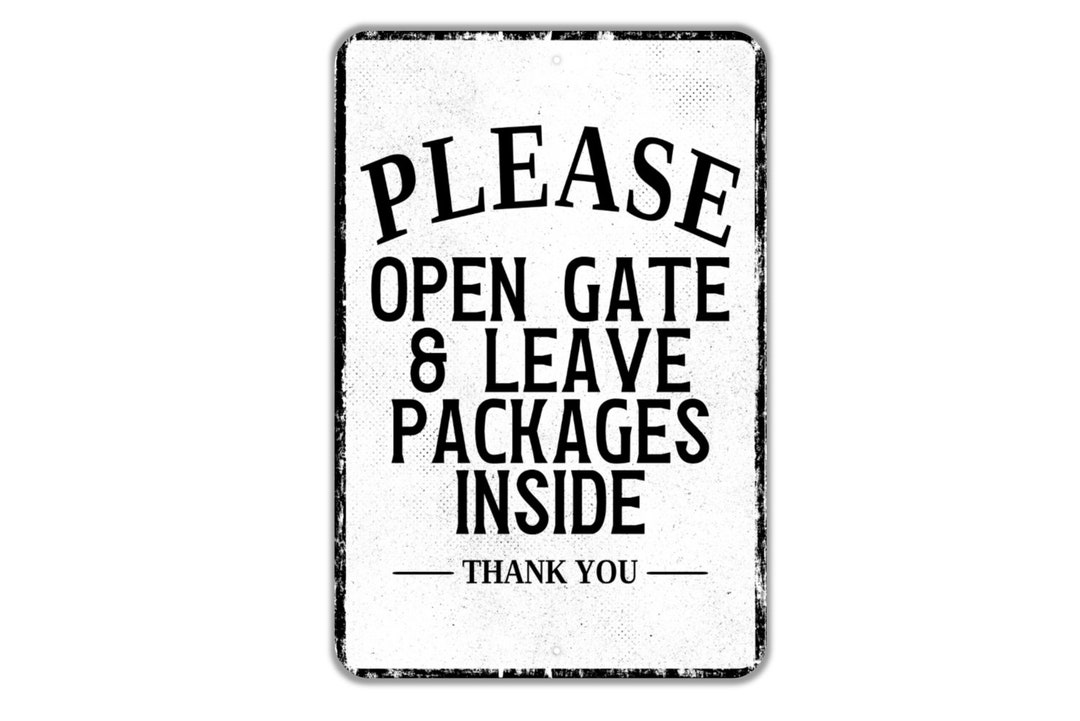 Targa In Latta Divertente 'Leave Packages Inside Gate' - Cartello Metallico 20x30 Cm Per Esterni - 2