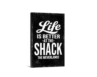 Life Is Better At The Shack Personalized Sign | Rustic Metal Sign or Canvas Wall Art | Custom Lake House, Cabin, Cottage, Beach Shack Decor