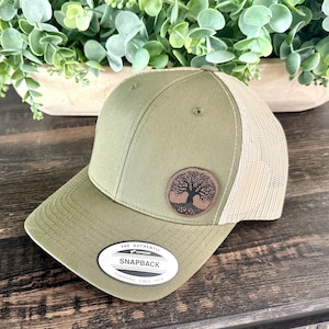 Tree of Life  Hat – Snapback Trucker Cap – Engraved Family Tree Design – Roots & Woods Inspired Hat – Nature Lover Gift