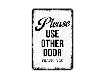 Please Use Other Door Thank You Sign Metal Wall Art or Canvas for Business, Office, Storefront, Restaurant, Entryway, Door Notice