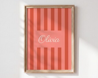 Personalised Striped Name Print - Nursery Decor & Kids Wall Art