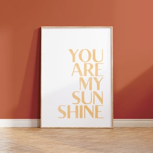 You Are My Sunshine - Watercolour Nursery Print | Girls & boys bedroom and playroom wall art decor | baby and kids nursery decor