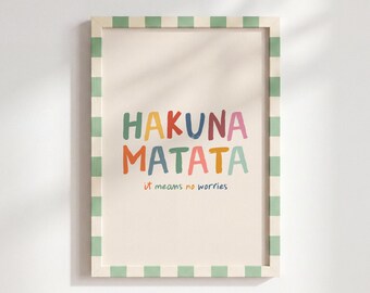 Hakuna Matata Print – Colourful Kids Room Wall Art