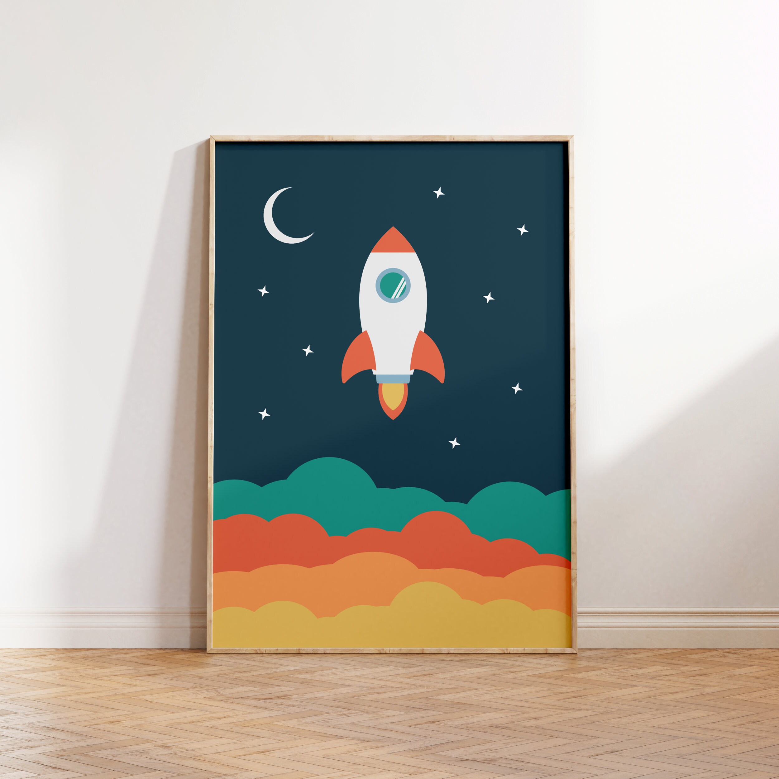 Retro Space Nursery Print Set – Rocket, Astronaut, Stars - Etsy UK