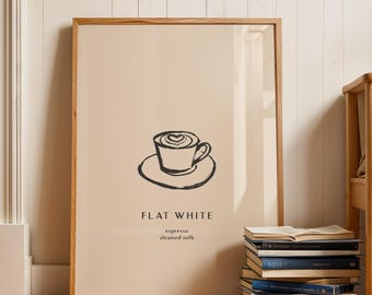 Flat White Coffee Wall Art Print – Kitchen & Coffee Bar Decor
