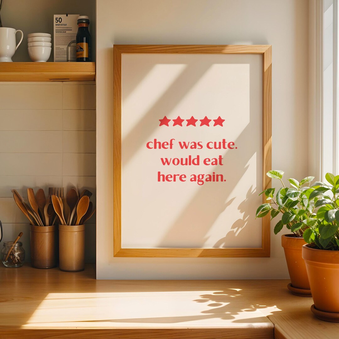 chef was cute aesthetic kitchen print retro wall art... Chef Was Cute - Kitchen Wall Art Print | Home Decor for Kitchen, 5 Star ...