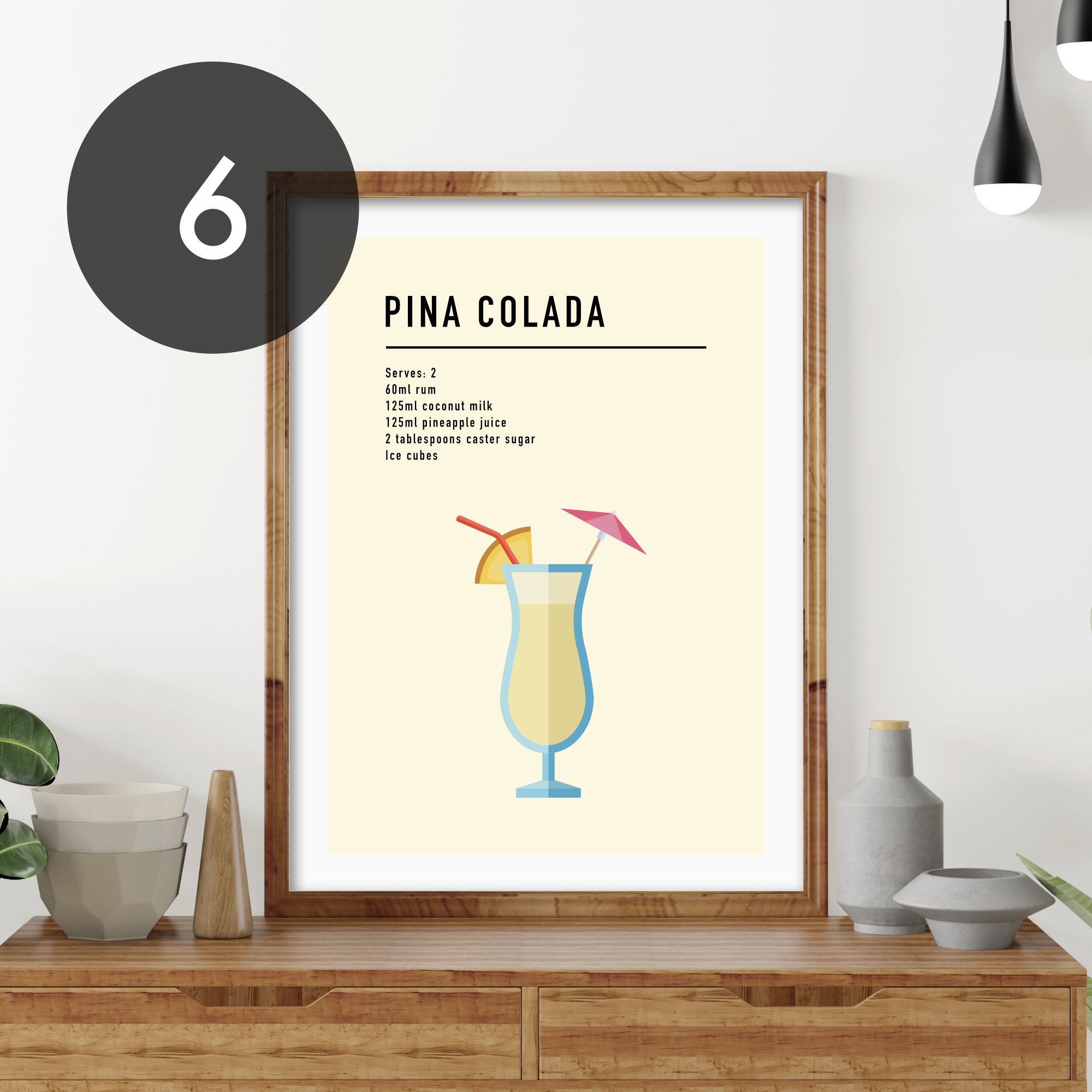 printable kitchen prints wall art, set of 6, hand... Cocktail Recipe Art Print Set – Modern Kitchen Bar Decor - Etsy