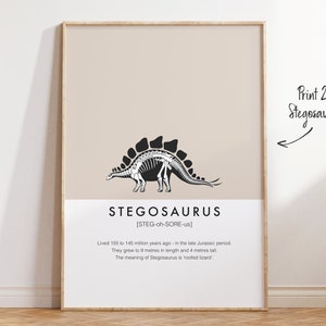 Dinosaur Facts Print Set Nursery and Kids Bedroom dino wall decor for girls and boys room and playroom, dinosaur print wall art image 3