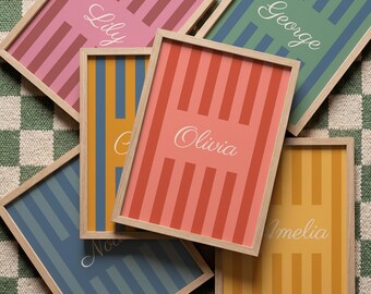 Personalised Striped Name Print for Nursery or Kids Bedroom