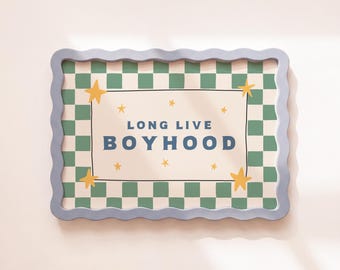 Long Live Boyhood Print - Boys Bedroom Retro Wall Art