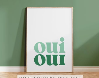 Oui Oui White - Bathroom Wall Art Print | Home decor, typography poster, bathroom sign, minimalist, colourful artwork gift