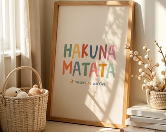 Hakuna Matata Print – Colorful Kids Room Wall Art