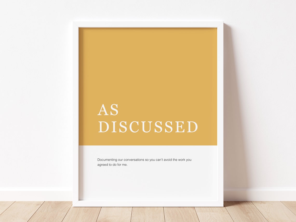 Office Decor Definition Print as Discussed Office Wall Art Etsy
