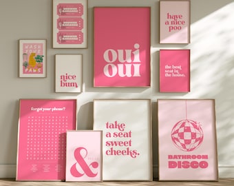 Pink Bathroom Art Prints – Pick Your Design, Funny Bathroom Quote Decor