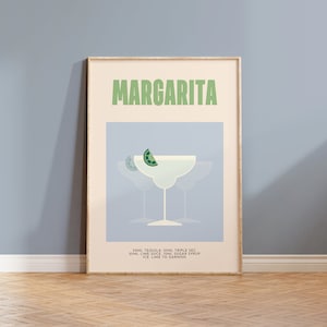 Margarita Cocktail Recipe Print – Vintage Bar Art Poster