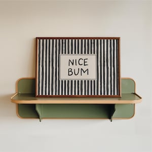 Nice Bum Bathroom Print – Funny Toilet Wall Art, Vintage Stripe Bathroom Decor - Black