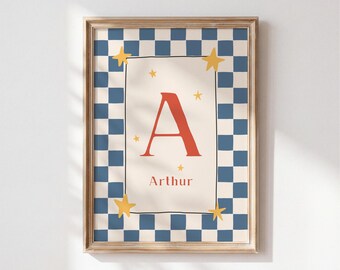 Personalised Initial Print - Kids Bedroom Wall Art