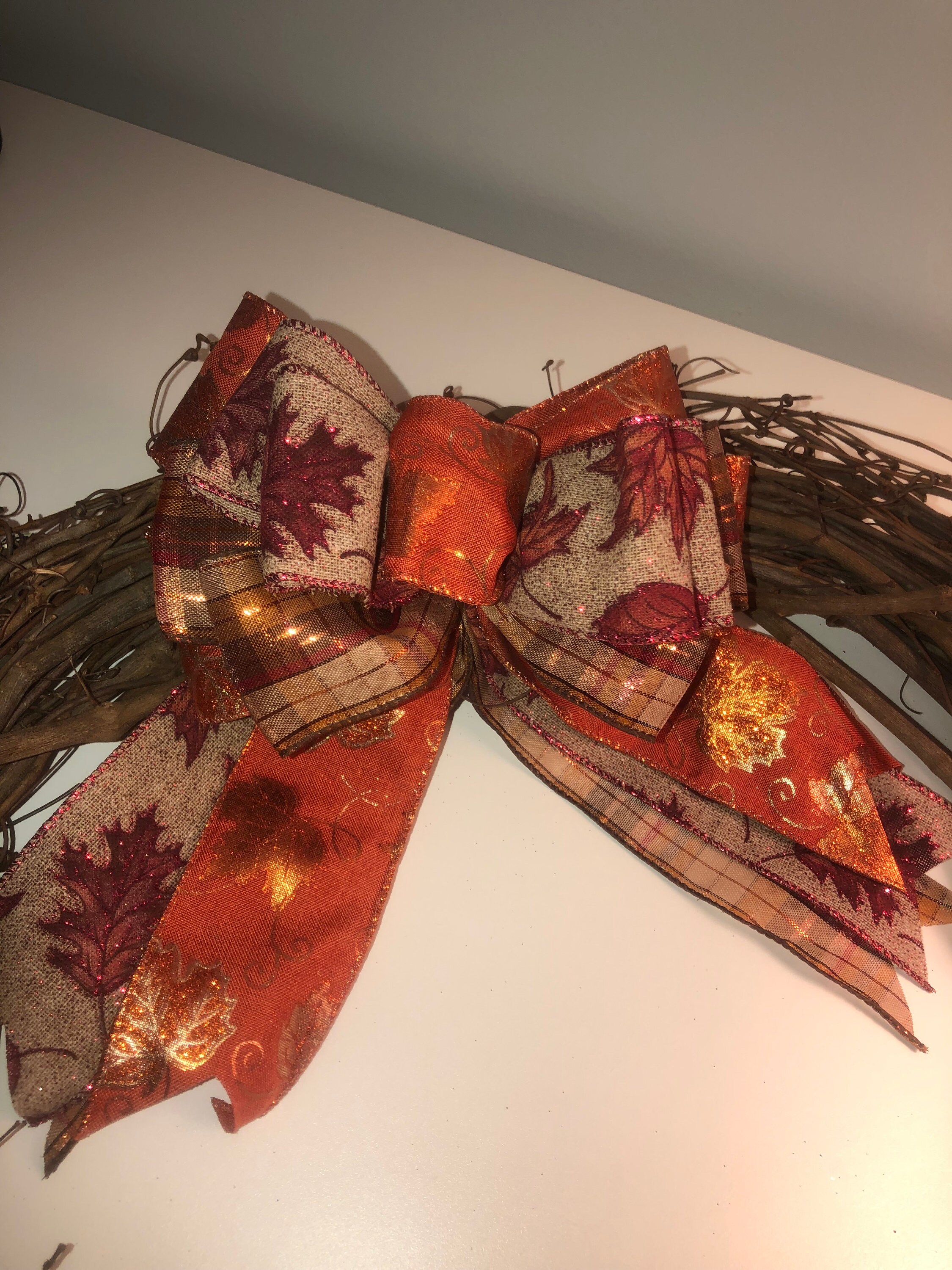 Fall Wreath Bow with Layers of Beautiful Autumn Ribbons Etsy