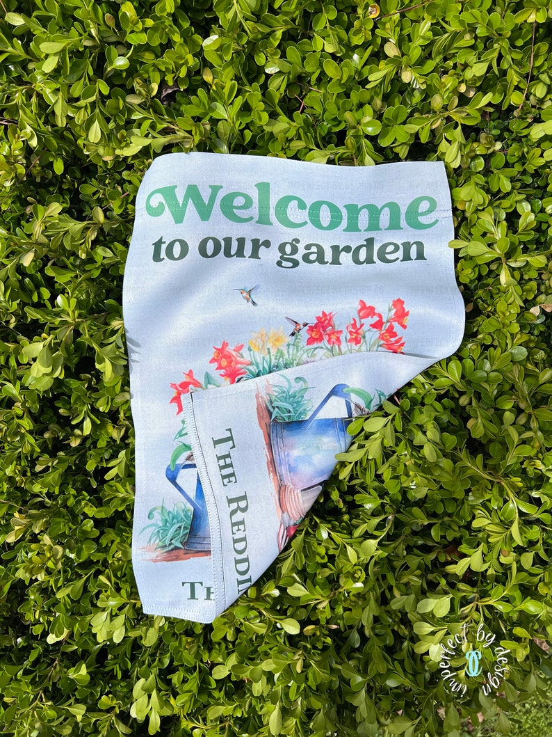 Personalized Spring Garden Flag, Welcome to Our Garden, Last Name Flag ...