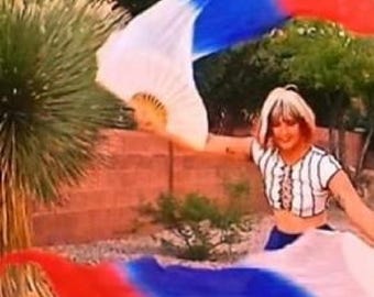 Velo de abanico de seda UV para danza del vientre (estuche gratis)