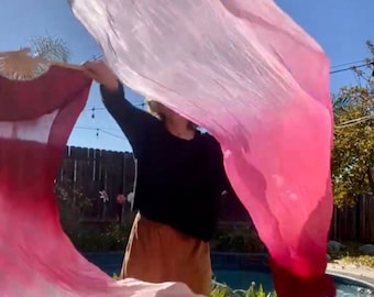 Pair of Belly Dance Costume Silk Fan Veils (Free Case)