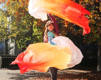 Single 100% Silk Bellydance UV Fan Veil, Free case