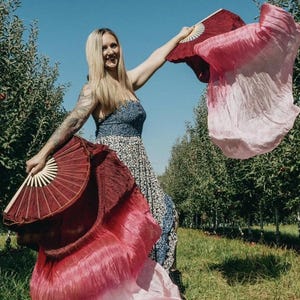 Par Burgundy! Silk Flow Artist Fan Veils (Gratis etui)