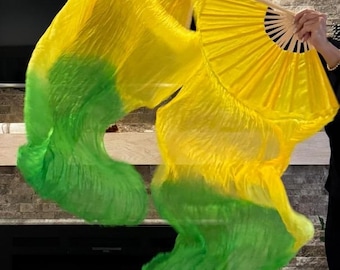 Pair of 100% Silk Bellydance Fan Veils  FREE CASE