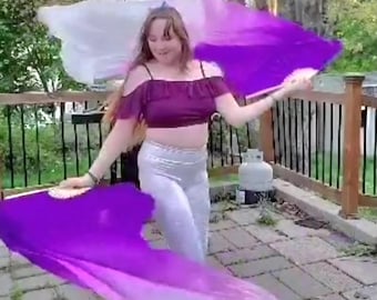 Velo para danza del vientre 100 % seda individual con estuche GRATIS