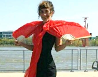 Par de velos de seda para danza del vientre (estuche gratis)